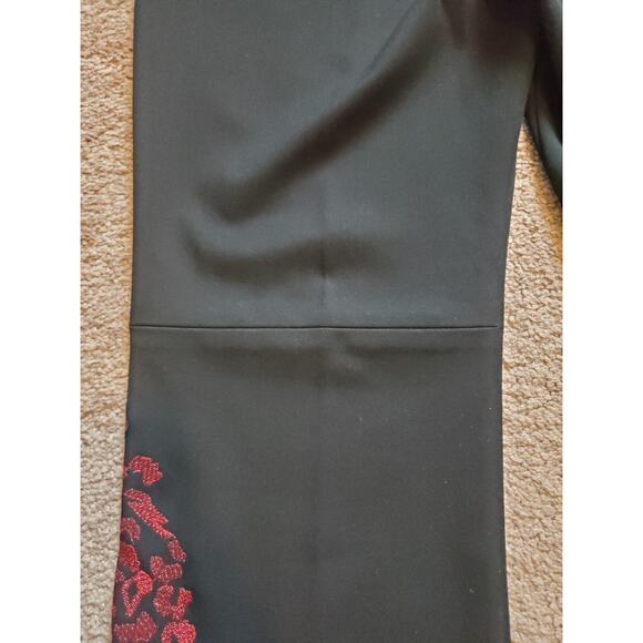 St. John Evening Black Red Metallic Embellished Leg Flare Dress Pants, Size 4 - Picture 11 of 12